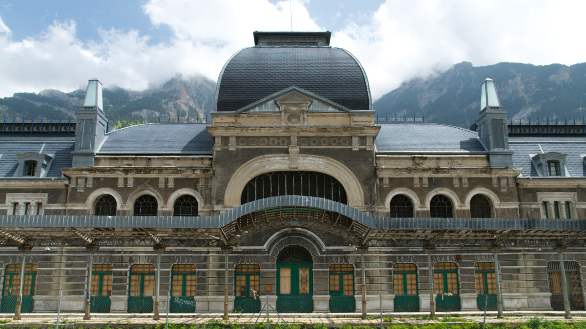 Abandoned railway station of Canfranc in the Pyrenees