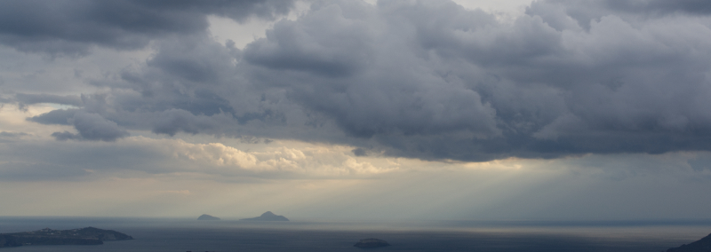 A thunder storm above Santorini