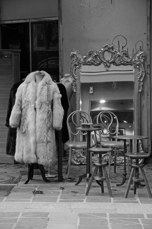 Rue Rambuteau in Paris in black-white