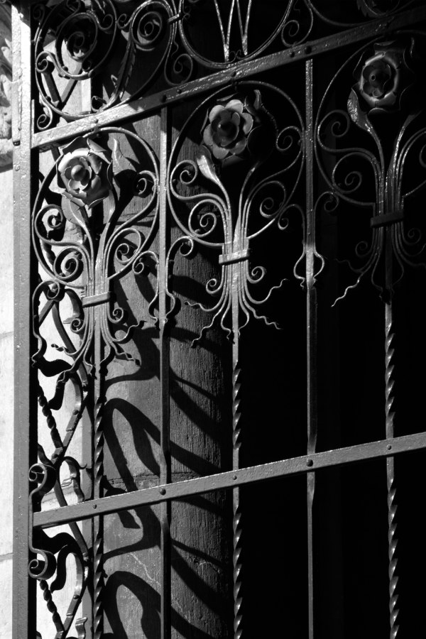 Wrought iron fence Rijksmuseum in low-key, black and white