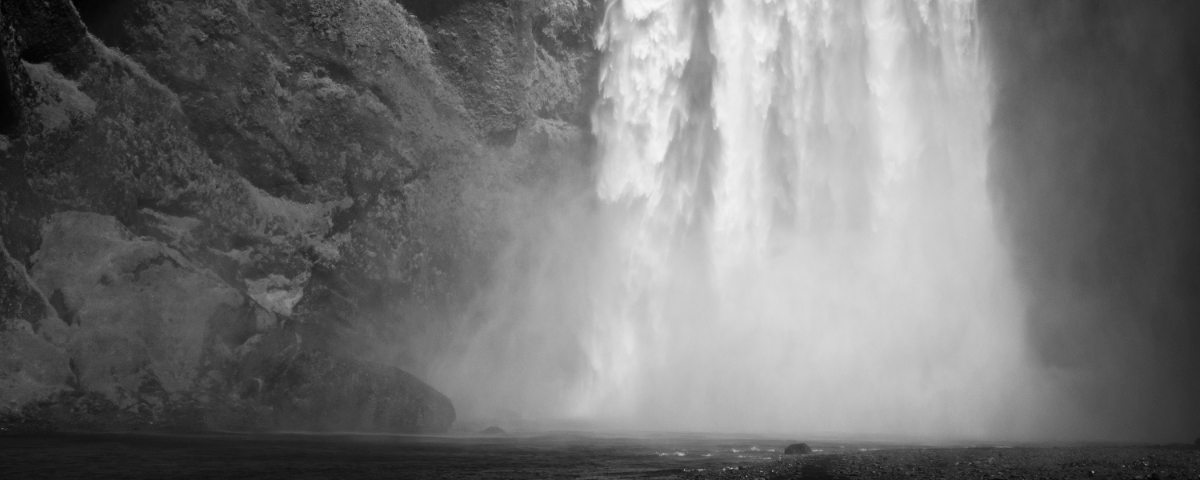 Skogafoss on Iceland in black and white